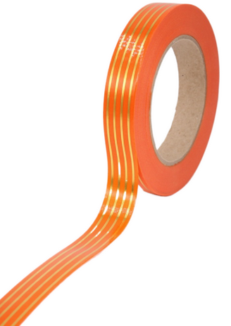 Лента Золот полоса Многополос 2см*50ярд Оранжевая