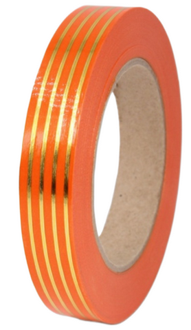 Лента Золот полоса Многополос 2см*50ярд Оранжевая