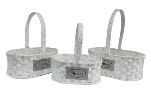 Корзина Набор Плетеных 3шт Flowers HOME Овальные белый D-21/5*25*28см