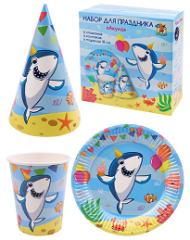 Набор бумажной посуды Акула 6 персон Арт-0946