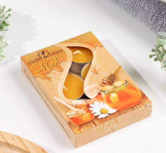 Свеча гильза Ароматизир Мёд Набор 6шт*12гр