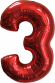 Шар ЦИФРА фольгированный № 3 40"102см Красный