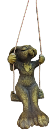 Фигурка Зайчик Кевин на качелях золото Арт-Ф265з 28см