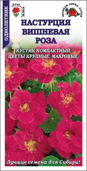 Цветы Настурция Вишневая Роза ЦВ/П (СОТКА) 0,5гр однолетник 20-30см