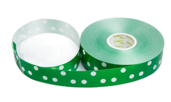 Лента Простая 2см*50ярд Горох Зелёная
