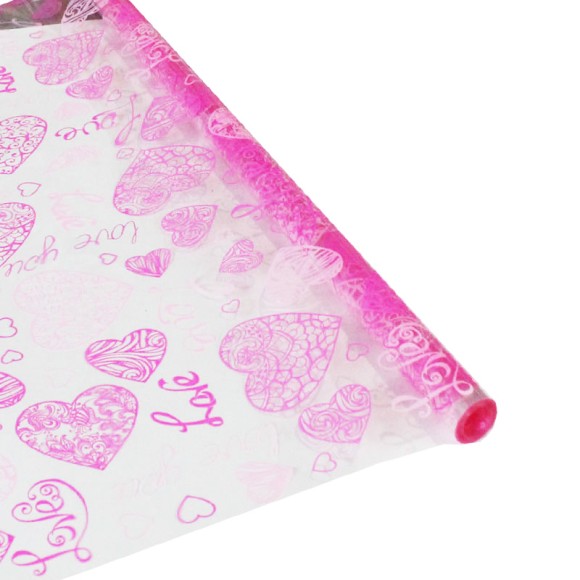 Пленка прозрачная с рисунком Love You Золото Белый 70см/200гр