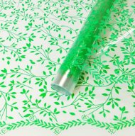 Пленка прозрачная с рисунком Веточки Зелёная 70см/200гр