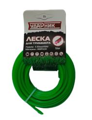Леска для триммера Ударник 3,3мм*15м сечение Звезда