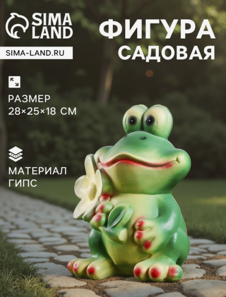 Фигурка Лягушка с ромашкой 28см Арт-3808061