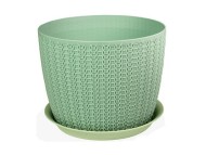 Горшок Вязание 210мм 4,5лит Фисташковый с поддоном М-3122 (М-пл)