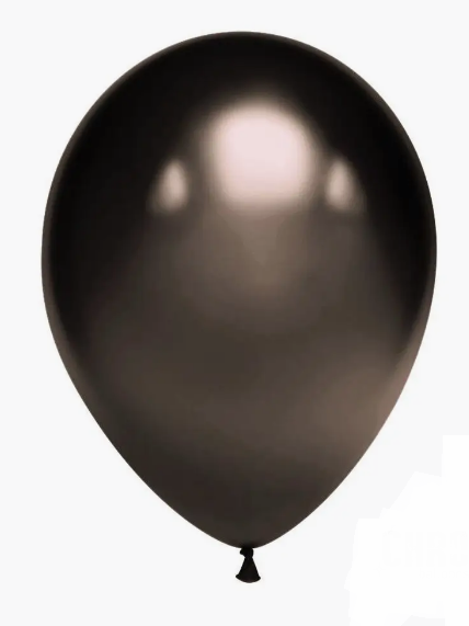 Шар латексный 10/25см хром Черный графит 1уп/50шт