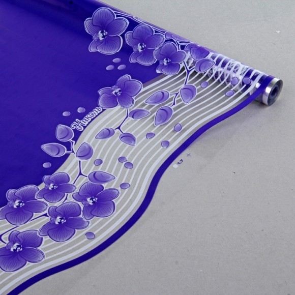 Пленка матовая Николь с Орхидеями Фиолетово-Фиолетово-Белая 70см/200гр