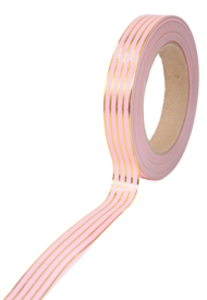 Лента Золот полоса Многополос 2см*50ярд Розовая Лента Золот полоса Многополос 2см*50ярд Розовая