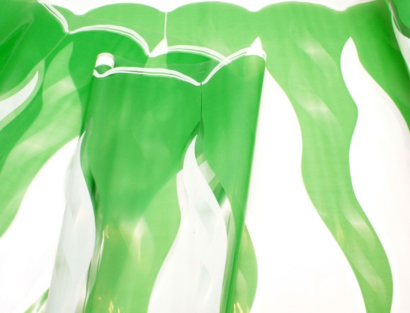 Пленка прозрачная с рисунком Рефлекс (Пламя) Зелёно-Белая 70см/200гр