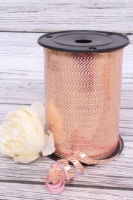 Лента Золот полос 0,5см*250ярд Диагональ Розовая А-0548