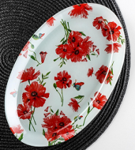 Тарелка стекляная овальная Красные маки Арт-5252282 D-24.5см