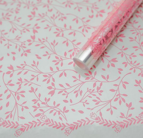 Пленка прозрачная с рисунком Веточки Розовая 70см/200гр