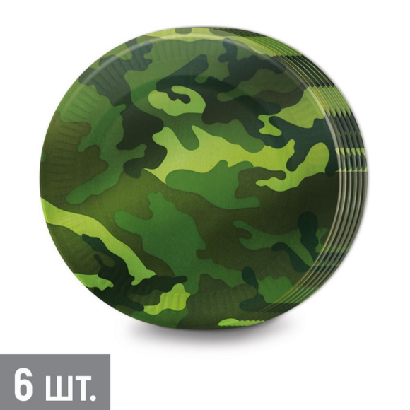 Тарелка бумажная Камуфляж (1уп/6шт) D-18см Арт-30001564