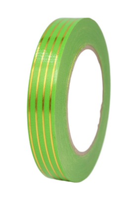 Лента Золот полоса Многополос 2см*50ярд Салатовая