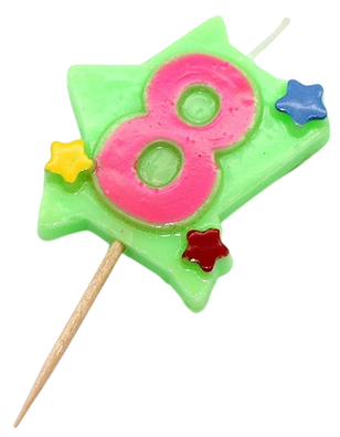 Свеча цифра 8 Синий кант