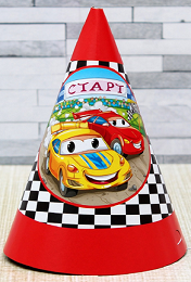 Колпак бумажный Весёлые машинки (16см/6шт) Арт-6893