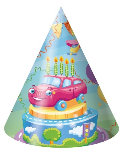 Колпак бумажный Машинка (набор 6 шт) Арт-2-17-0010