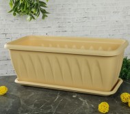 Балконный ящик Алиция 400мм Белая глина с поддоном М-3214 (М-пл)