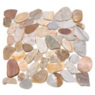 Каменная мозаика MS-00-ST BCP ГАЛЬКА овал бел/сер/красная