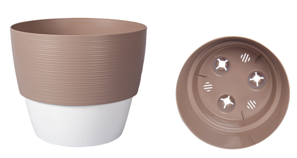 Горшок Валенсия 1,2лит Фраппе-Белый D-13,5см (с дренажной системой)