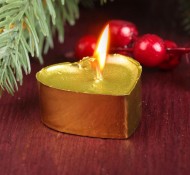 Свеча гильза Сердце Металлик Золото 3636040 12 шт ЦЕНА ЗА ШТУКУ