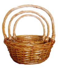 Корзина Набор Плетеных ИВА 3шт Круглые Оранжевые D-20/25/30см