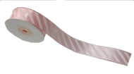 Лента Атласная с рисунком 25мм*25ярд Полоса Розовая