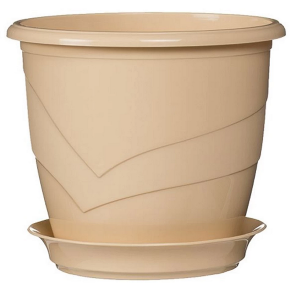 Горшок Венеция 0,75лит D-12см Крем с поддоном (фиалочница)