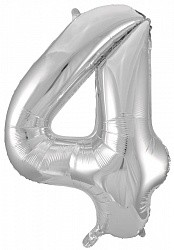 Шар ЦИФРА фольгированный № 4 34"86см серебро