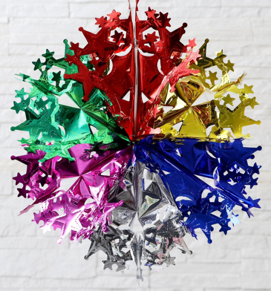 Декор потолочный 3-D Шар Звёздочки D-38см фольгированный Арт-3555314