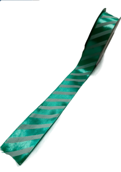 Лента Атласная с рисунком 25мм*25ярд Полоса Тиффани