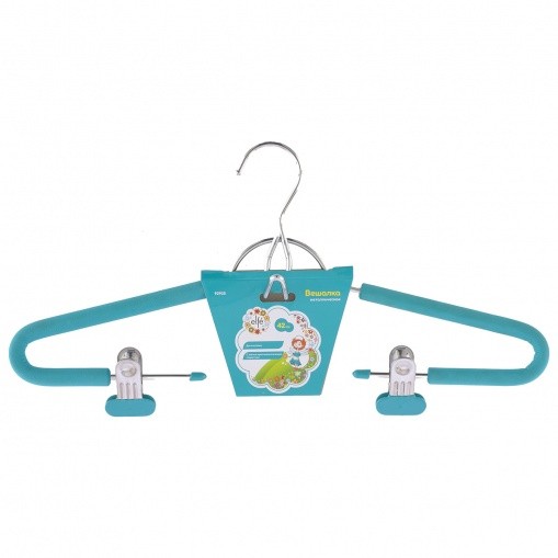 Плечики вешалка с мягким противоскользящим покрытием 42см Бирюзовая Elfe Арт-92925