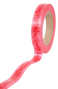 Лента Пионы 2см*50ярд Красные на Красном