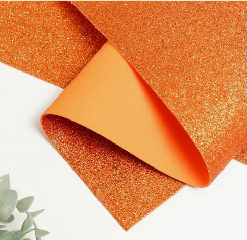 Фоамиран 1,8мм Глиттер Оранжевый 60*70см (1уп/10шт)