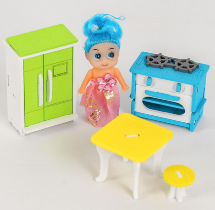 Мебель для кукол Кухня + Куколка в подарок Арт-4663056