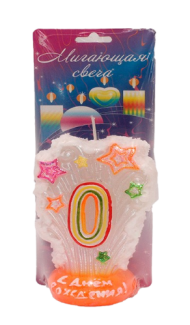 Свеча Цифра 0 Мигающая Салют 3500