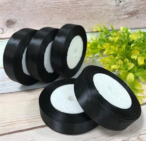 Лента Атласная 20мм*25ярд Чёрная