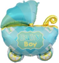 Шар фольгированный 35/89см Коляска для мальчика голубой