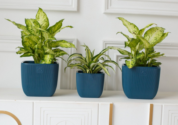 Горшок Фабио 4,7лит Синий 19х19х19см (с дренажной системой)