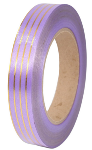 Лента Золот полоса Многополос 2см*50ярд Сиреневая