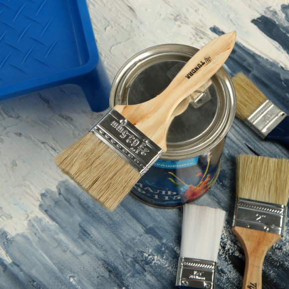 Кисть плоская деревянная ручка 63мм