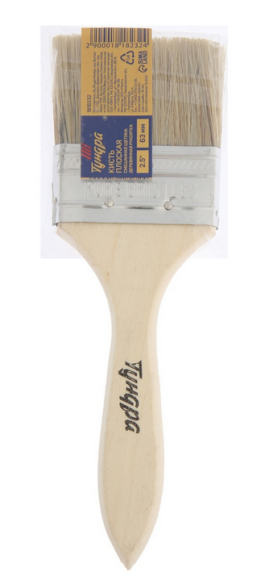 Кисть плоская деревянная ручка 63мм