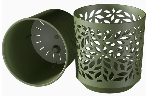 Горшок Leaves 2,5лит Оливка/Оливка (с дренажной системой)