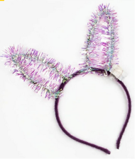 Ободок Ушки Зайки с Мишурой светящиеся