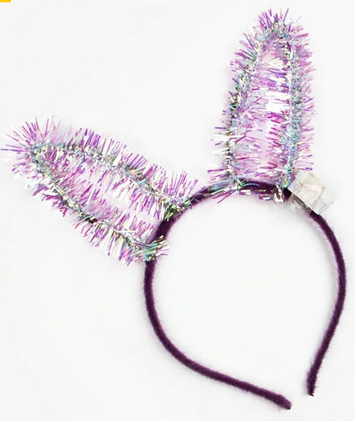 Ободок Ушки Зайки с Мишурой светящиеся